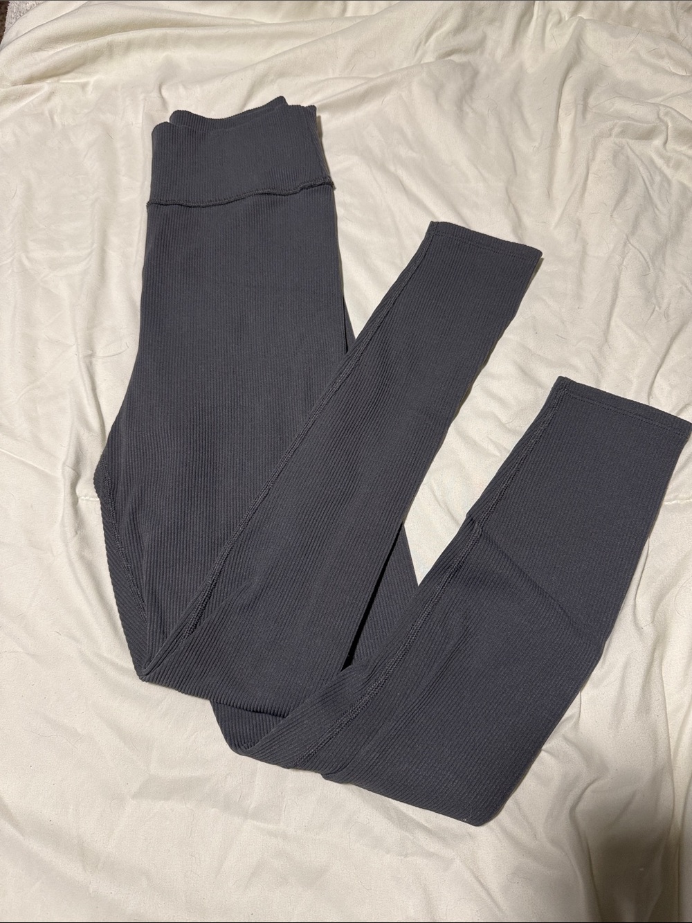 Abercrombie & Fitch Dark Gray Ribbed High-Waist Leggings